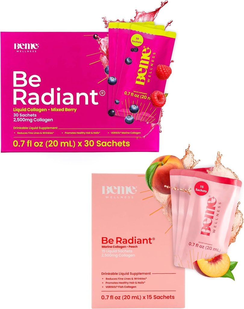 BeMe BeRadiant Peach & Berry Bundle - Suplementos de Bebida Líquida Collagen