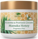 Green Leaf Naturals Manuka Honey Eczema Cream Moisturizing Lotion Fragrance Free for Psoriasis Relief - Itchy, Dry Skin Ointment - Skin Soothing Moisturizer - Body & Face Cream - Kids &amp; Adults 4oz