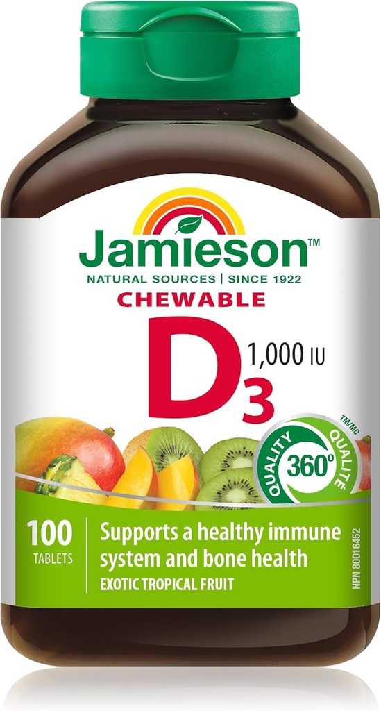 Jamieson Laboratories 1.000 LU Natural Tropical Flavor Chewable Vitamina, 100 Conde