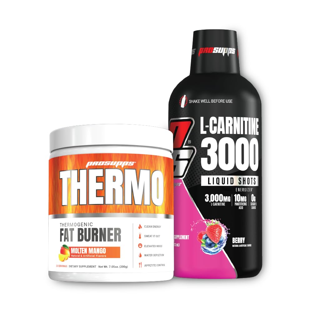PROSUPPS Thermo Fat Burning Thermogenic Powder Molten Mango y 3000 L-Carnitine Berry - Weight Management and Pre Workout - Energy, Mood, Appetite Control