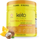 Keto Vitals Electrolytes Polvo - Azucar libre Keto Electrolitos Polvo con Potasio, Magnesio, Sodio, " Calcio - No Sugar Electrolyte Drink Mix " Hydration Powder, 60 Servings, Pineapple Coconut