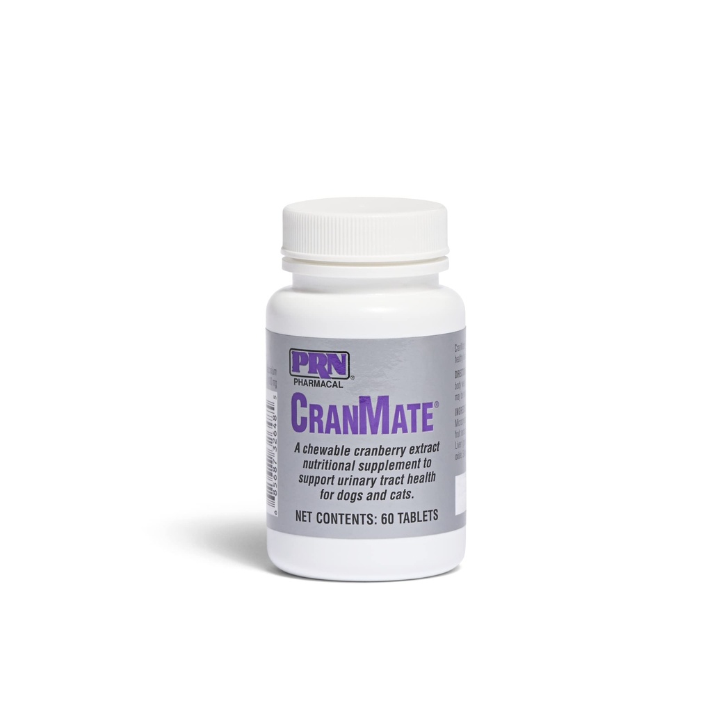 PRN Pharmacal CranMate Cranberry Suplemento - Chewable Cranberry Extracto Suplementos nutricionales para perros &amp; gatos - Cranberry Urinary Tract Health - 60 Chew Tabs