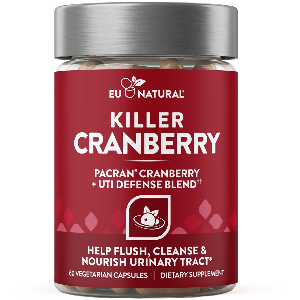 Píldoras de arándano 9-en-1 para mujeres – UTI Defense Blend con ingredientes clínicamente estudiados – 9 suplementos de tracto urinario – Pine Bark, Propolis, Vitamina D &amp; Más – 60 cápsulas de acción rápida