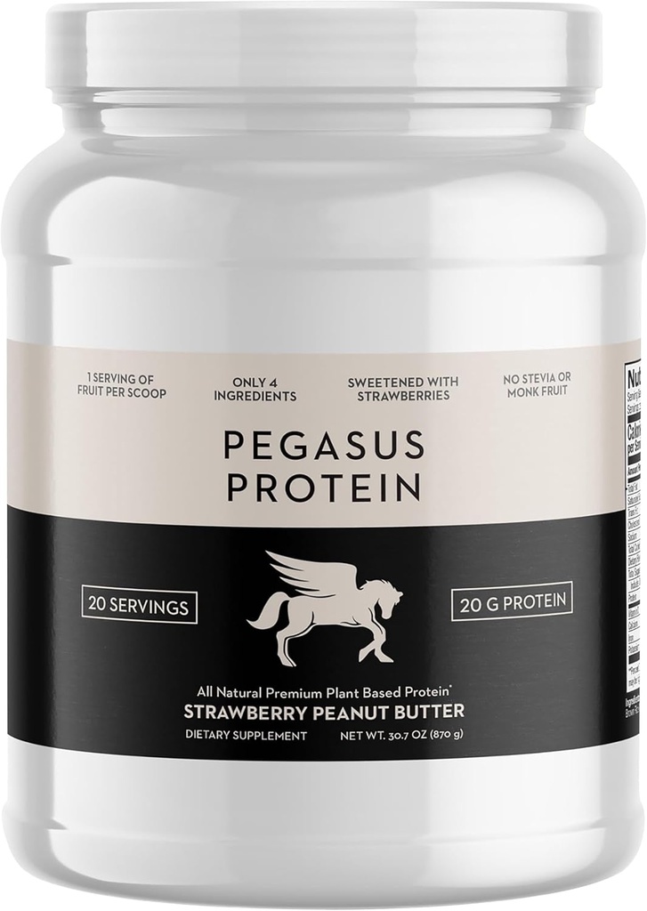 Solo 4 Ingredientes - Sin Stevia, Sin Frutas Monáceas, Sin Dulces Artificiales - Pisto de mantequilla de maní de fresa, Todo Natural, Endulzado con bayas (20g de Proteína, 20 Servimientos)
