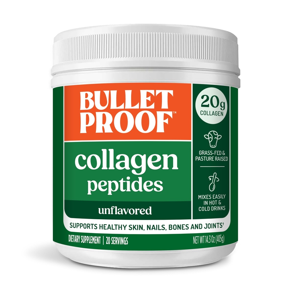 Péptidos de colágeno sin sabor a bala, pólvora con aceite MCT, 14.3 onzas, proteína de colágeno de gran tamaño para la piel, el hueso y el soporte conjunto, aumento de pasto, sin hormonas agregadas