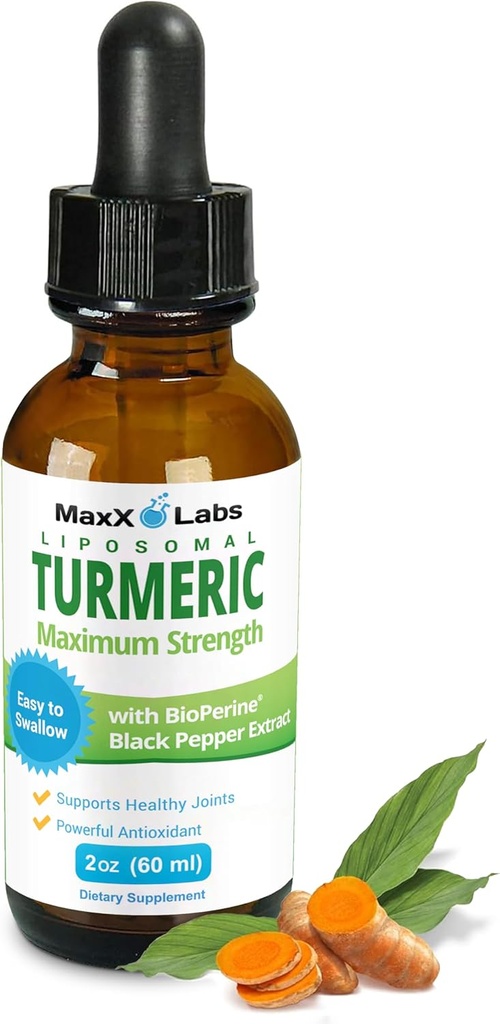 Suplementos Líquidos Turméricos - Curcumina Turmérica con Extracto Pepper Negro - Potencia más alta 800mg - Antioxidante - Suplementos Tuméricos w/Bioperina - No GMO - 2 Fl Oz