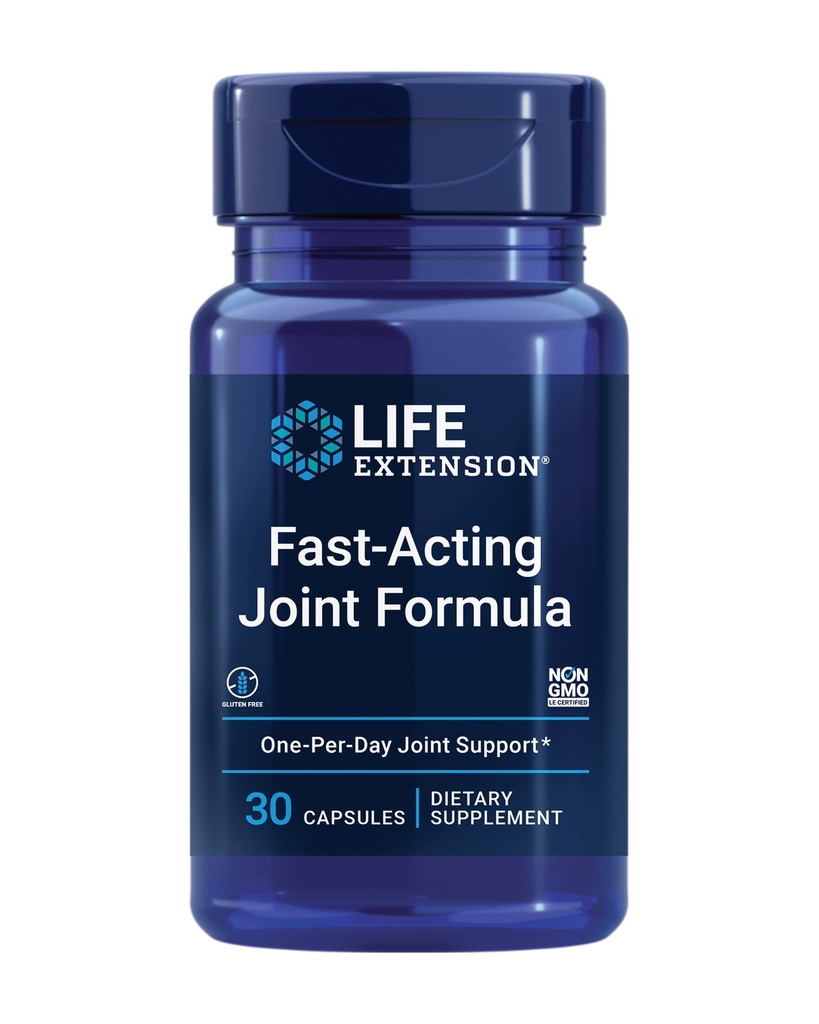 Extensión de la vida Fórmula conjunta de acción rápida, Keratin, Korean Angelica, hyaluronic Acid, Joint discomfort Relief, Non-GMO, Gluten-Free, 30 cápsulas