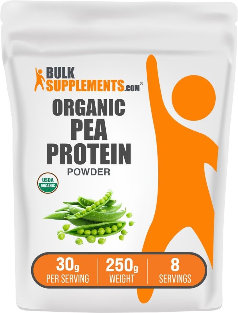 BulkSupplements.com Pólvora de proteína orgánica - Pólvora de proteína vegetal con base vegetal - Sin sabor, 30g por ser, 250g (8.8 oz) (Pack of 1)