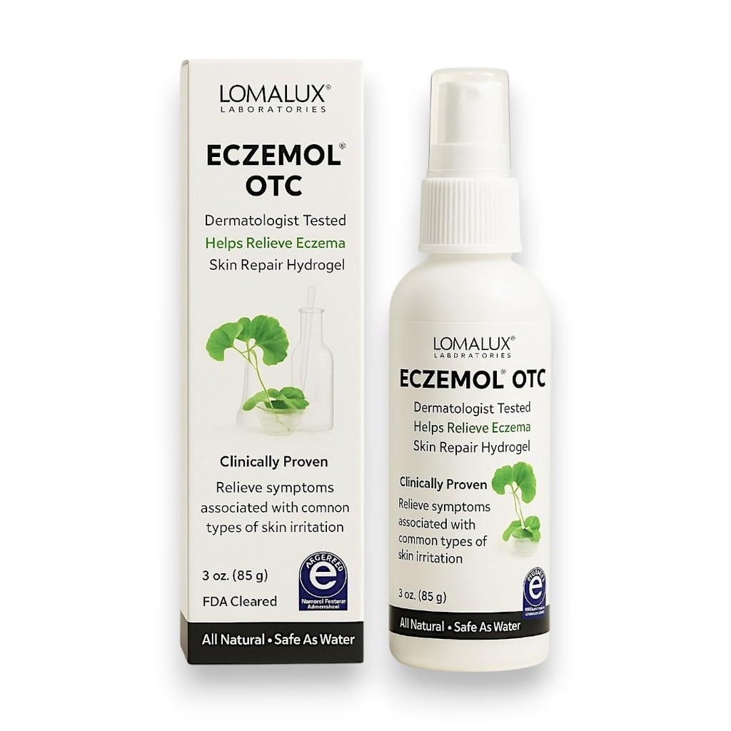 Loma Lux New Eczemol OTC Spray Natural & No Sting Hypochlorous for Eczema, Wounds, Burns, Cuts, Skin Irritation, Radiation Dermatitis, Sunburn, Itchy Skin, for Kids &amp; Adults