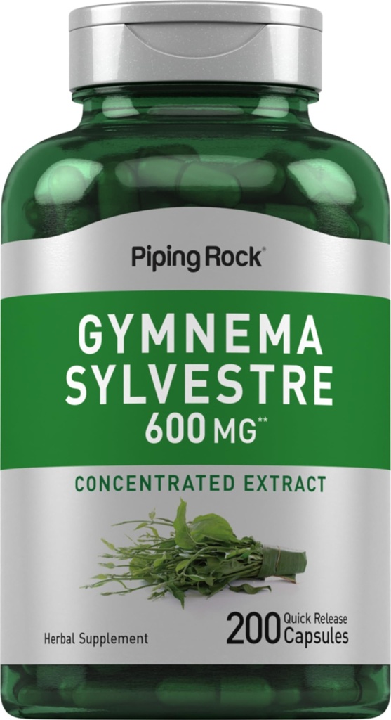 Piping Rock Gymnema Sylvestre Suplementos 600 mg  200 Capsules ¦ Concentrated Herbal Extract ← Non-GMO y Gluten Free