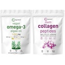 Micro Ingredientes Multi Collagen Protein Powder 16oz & Vegan Omega 3 Algae Oil Supplement Bundle 2 Pack ← Peptides Collagen Grass-Fed Collagen ← Omega-3 Full Spectrum Alternative to Fish Oil