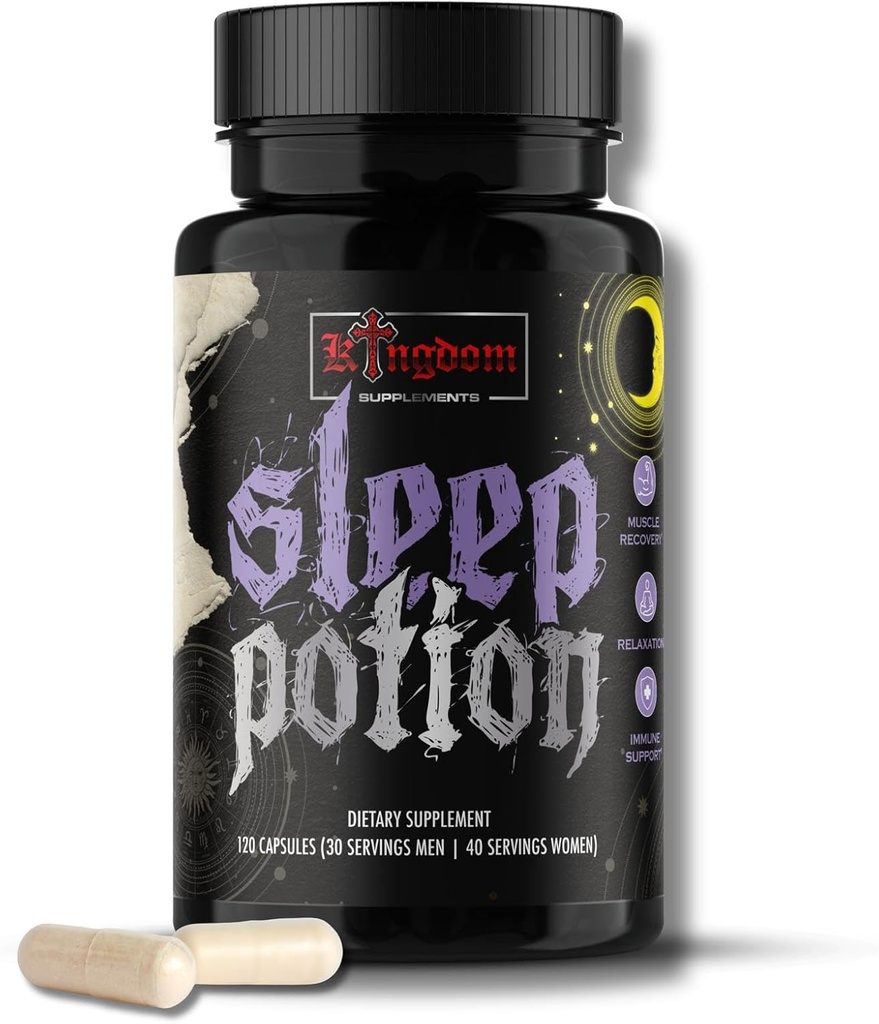 Poción de sueño, Melatonin-Free Sleep Support Capsules 120 Conde, Magnesium Glycinate L-Theanine Zinc Glycinate Chamomile Jujube Seed Lemon Balm, 30 a 40 Servings, Gluten Free