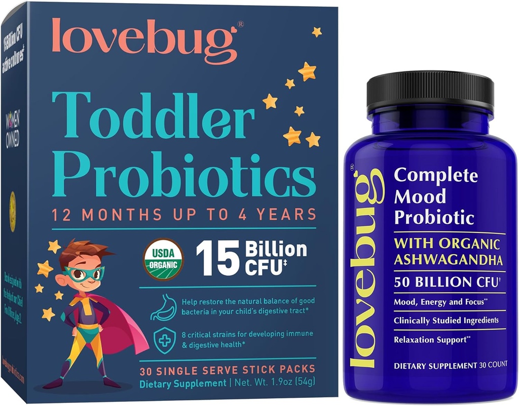 LOVEBUG Calma Mami y Toddler Probiotic Bundle