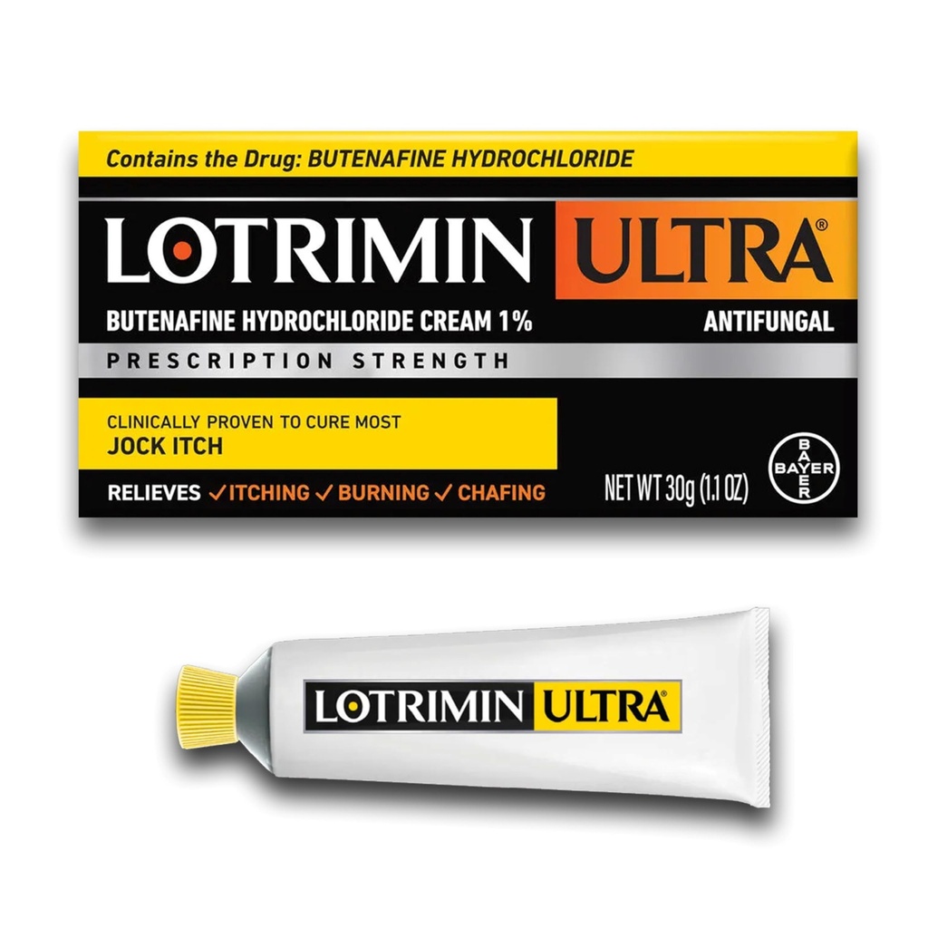 Lotrimin Ultra Antifungal Jock Itch Cream with Butenafine Hydrochloride, Jock Itch Treatment for Hombre, Women, and Kids Over the Age of 12, 1.1 oz Tube
