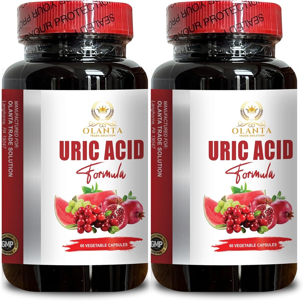 URIC Acid - Vitaminas Uric Acid para Hombres y Mujeres, Suplemento Natural Promoción de Riñón Apoyo Powerful Combination, Uric Acid Support - 2 Botellas 120 Capsules