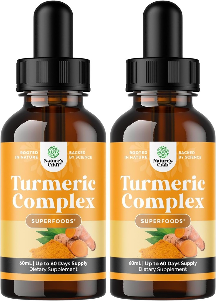 Tormárica orgánica gotas líquidos para adultos - Curcumina líquida de Turmárico con canela de cobre negro y jengibre para las articulaciones Digestión Inmunidad & Suplemento más orgánico Concentrado (2oz) (2)