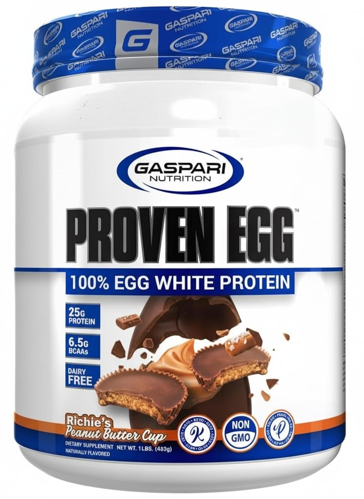 Gaspari Nutrition Proveed Egg, 100% Egg White Protein, 25g Protein, Keto Friendly, Dairy Free, Lactose Free, Soy Free (1lb, Peanut Butter)