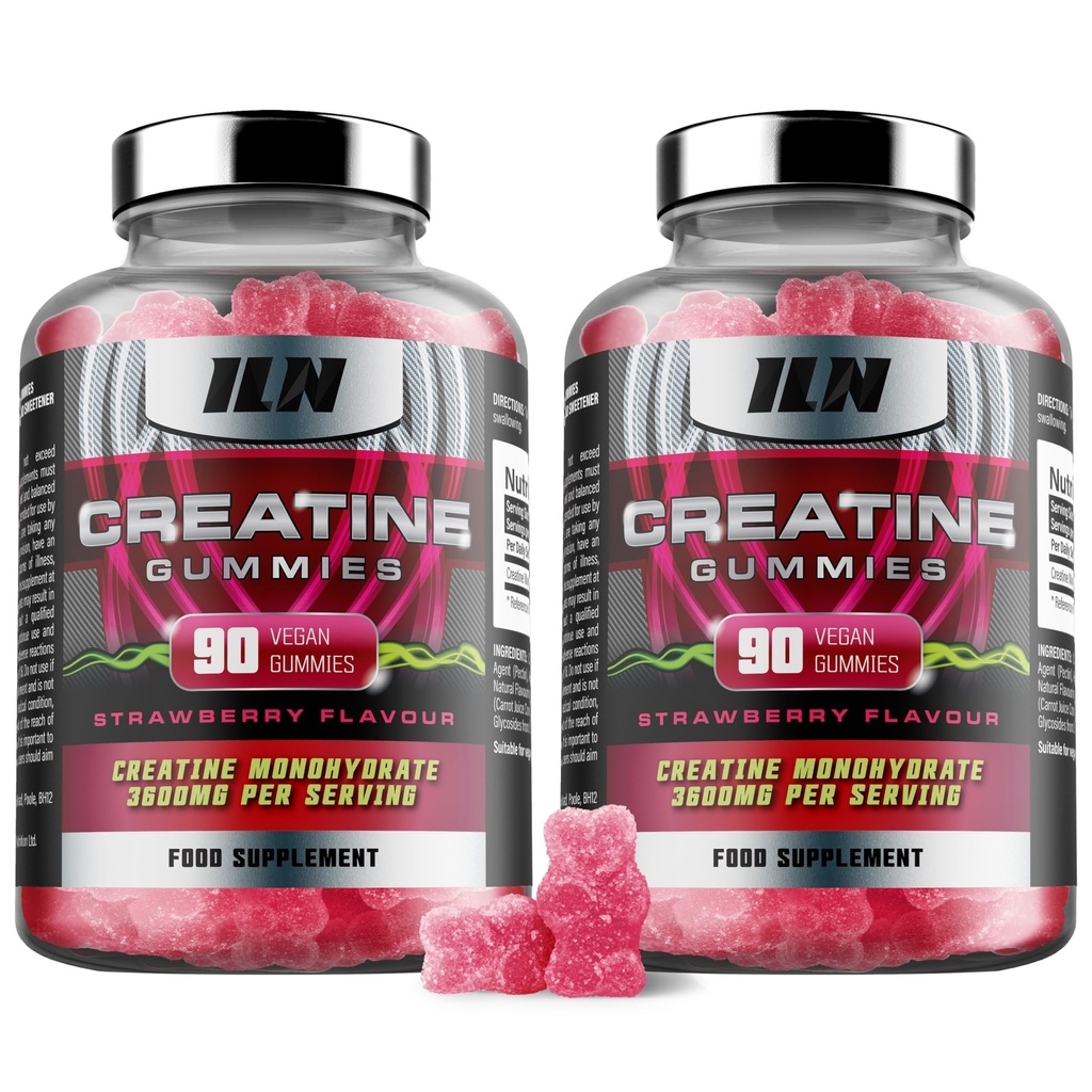 Iron Labs Nutrition Creatine Monohydrate (180 Gummy Bears) - 3600mg Por Serving - Strawberry Flavor - High Strength Creatine for Men &amp; Women (180 Vegan Gummies)