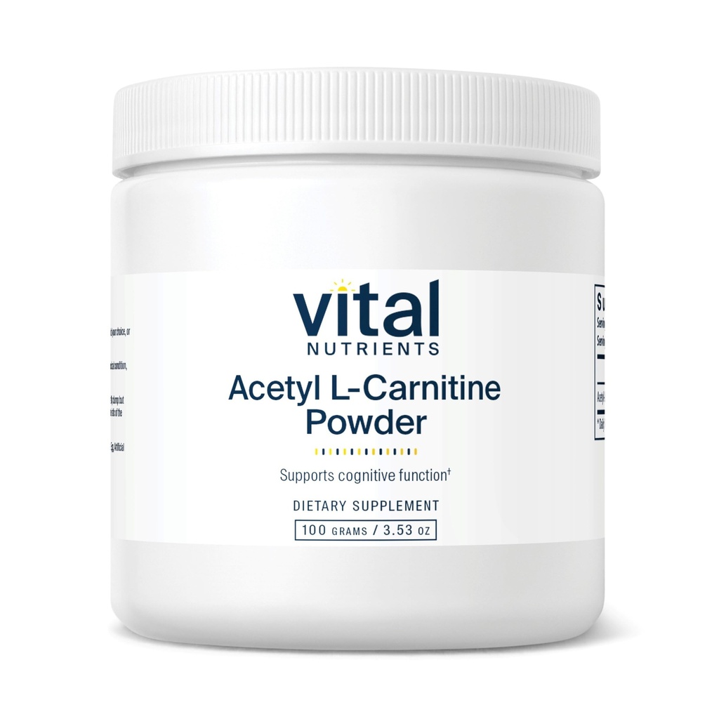 Vital Nutrients Acetyl L-Carnitine Powder  tolera Brain, Memory, and Cognitive Support Supplement* Silencio Vegan Silencio Gluten, Dairy, Soy Free ← Non-GMO Silencio 100 Grams