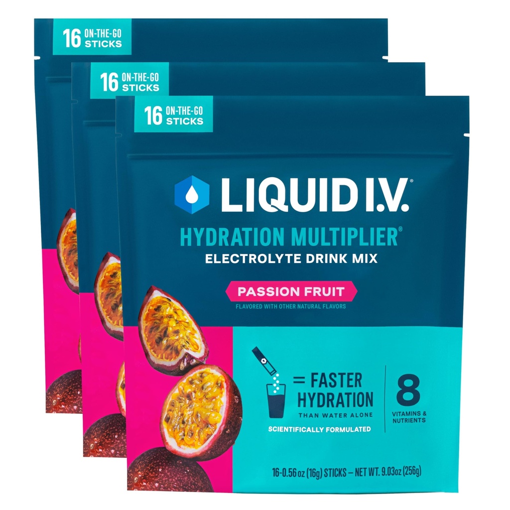 Líquido I.V.® Hydration Multiplier - Pasión Fruta ← Electrolyte Powder Drink Mix Silencio 3 Pack (48 Servings)