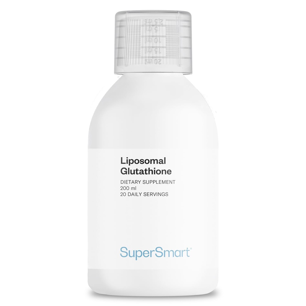 Supersmart - Liposomal Glutathione Liquid 900mg por día (High Potency) - Forma altamente biodisponible de Glutathione - Antioxidante mejorado con vitamina C Silenciosa No GMO &amp; Gluten Gratis - 200ml - 20 Servings