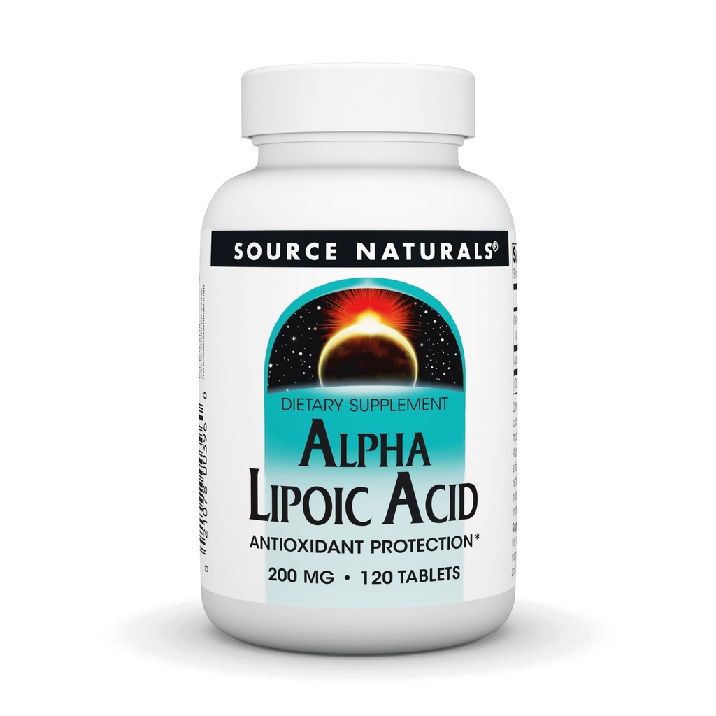 Fuente Naturales Ácido Lipoico alfa 200 mg Apoyo Metabolismo Sugar saludable, Función del hígado & Generación de energía - 120 Tabletas