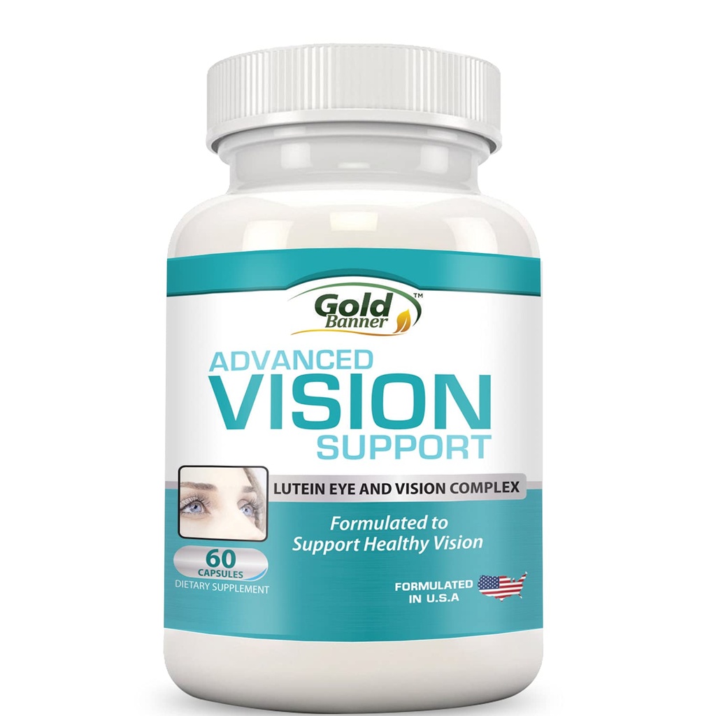 Soporte de visión avanzada - Lutein Eye & Vision Complex with Lutein, Bilberry, Zinc, Grapeseed & Essential Vitamins - All Natural Retina Capsules for Eye Health - Made in USA