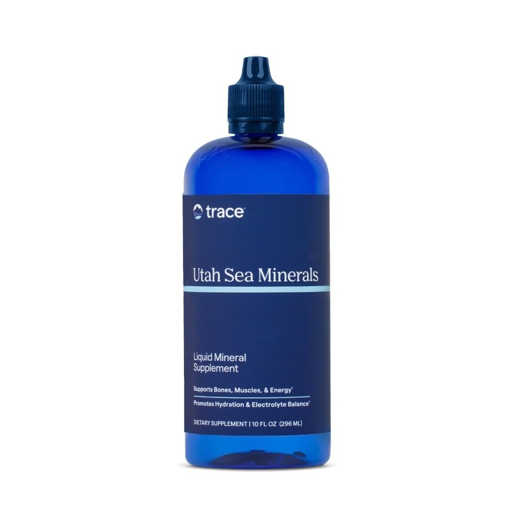 Trace Minerals Utah Sea Minerals - Suplemento Nutricional Líquido con Minerales Marítimos - Suplemento Energético con Minerales de Traza Iónica, Magnesio &amp; Más - Apoya la Salud del Corazón - 10 fl oz