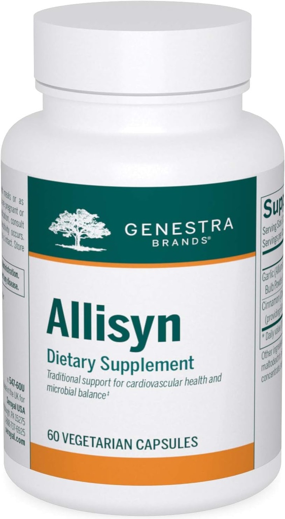 Genestra Brands Allisyn ← Ajo y Cinnamon Herbal Suplemento Silencio 60 Capsules