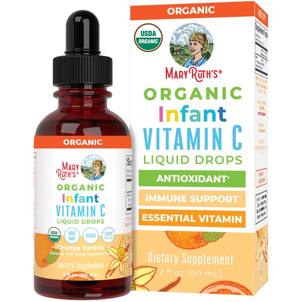 MaryRuth Organics Infant &amp; Baby Vitamina C Supplement TEN USDA Organic Vitamin C Liquid Drops for Infants Silencio Edades 6-12 Meses ← Immune Support ⋅ Global Health ← Vegan ← Non-GMO TEN Gluten Free TEN 2 Fl Oz