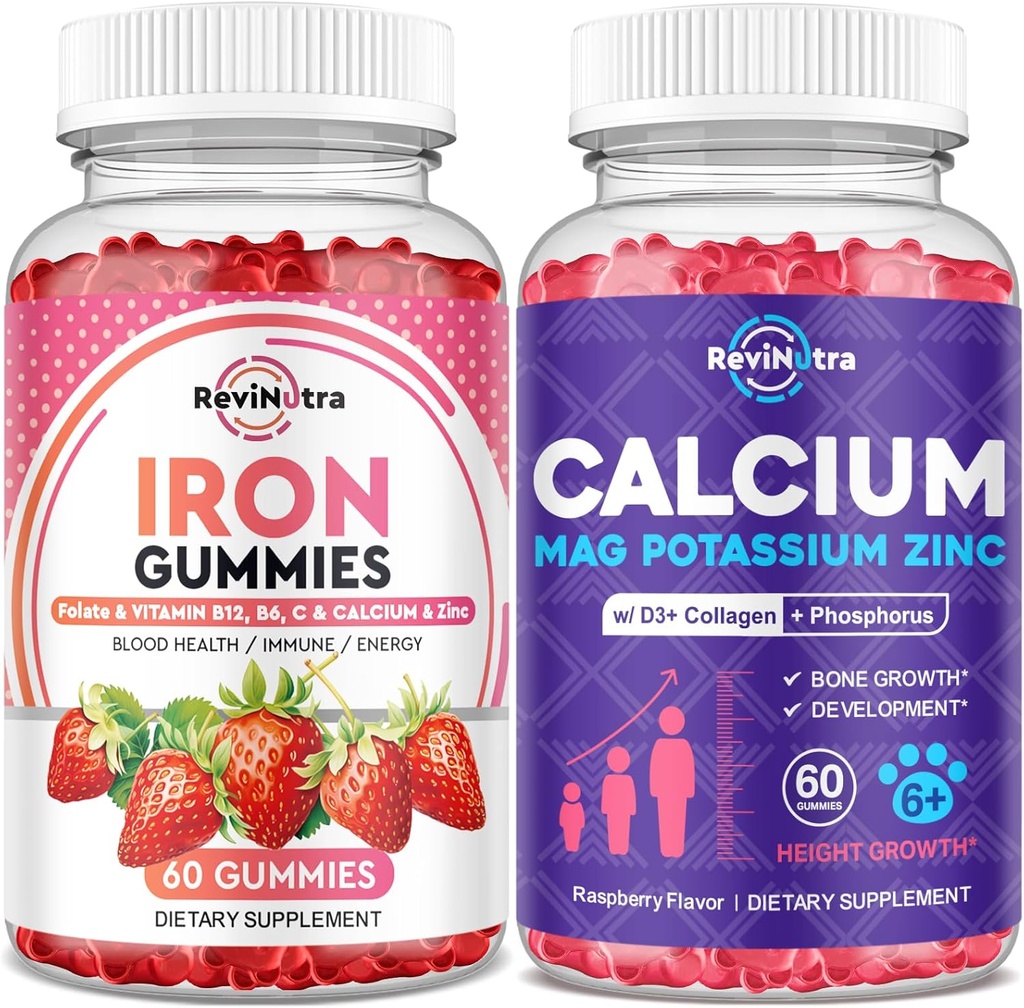 Iron Gummies Suplemento para Adultos & Niños Silencio Calcio Potasio Magnesio Gummies Silencio Bundle