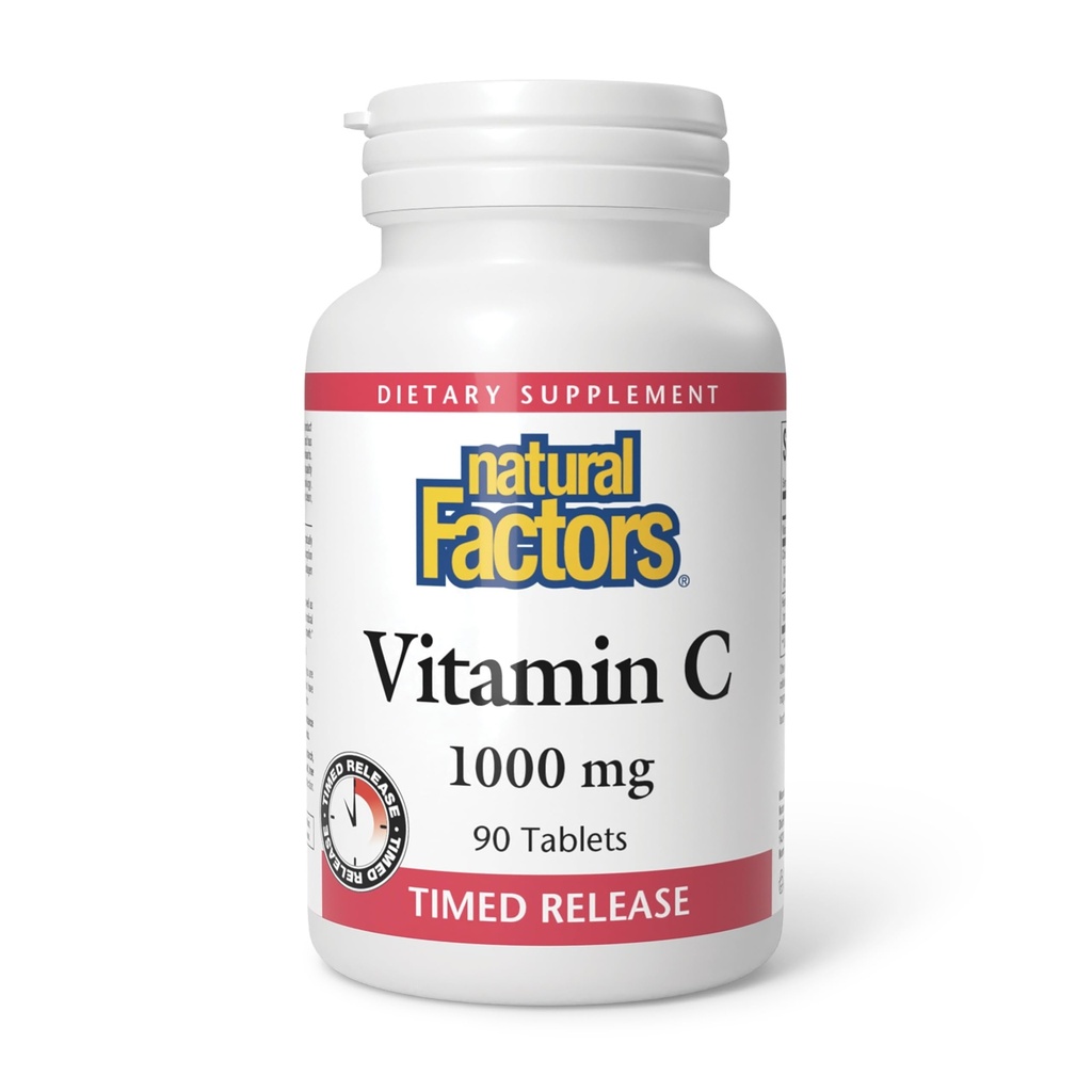 Factores naturales - Vitamina C 1000mg Time Release, Potent Antioxidant Protection, 90 Tablets