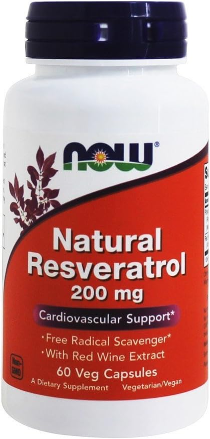 Resveratrol natural, 200 Mg, 60 cápsulas por ahora alimentos