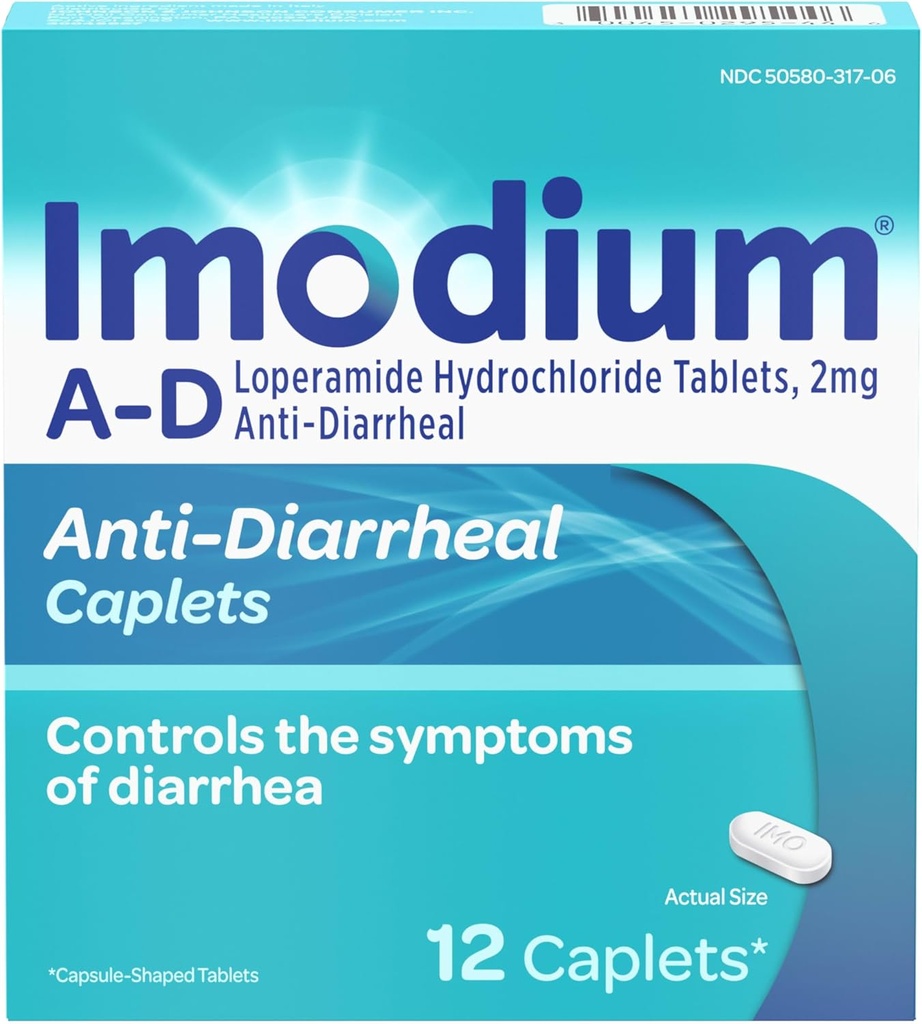 Imodium AD Diarrhea Relief Caplets con Loperamide Hydrochloride, 12 Count