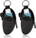 Asma Inhaler Holder Protector de bolsa portátil Carrying Holder PU Leather Travel Inhaler Mini Bag for L-Shaped Inhaler, Inhaler Not Included (Black, 2PCS)