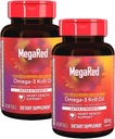 MegaRed 350mg Omega 3 Suplemento con EPA/DHA, Astaxanthin & Phospholipids, No Fish Oil Aftertaste Apoya Corazón, Cerebro, Conjunto y Ojo Salud, 120 Conde Softgels (2 Pack)