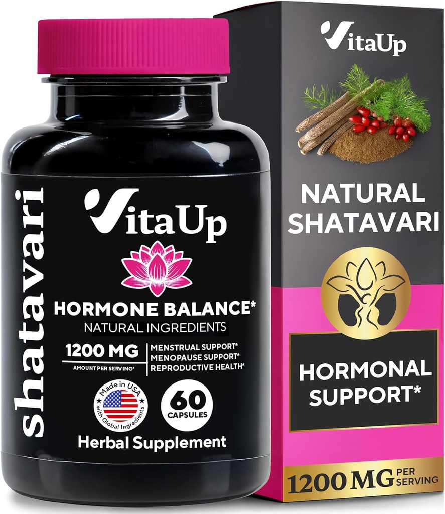 Shatavari Capsules for Women 1200mg - USA Made Shatavari Root Suplemento para el apoyo hormonal normal, menopausia " Menstrual Wellness - 60 cápsulas Vegan