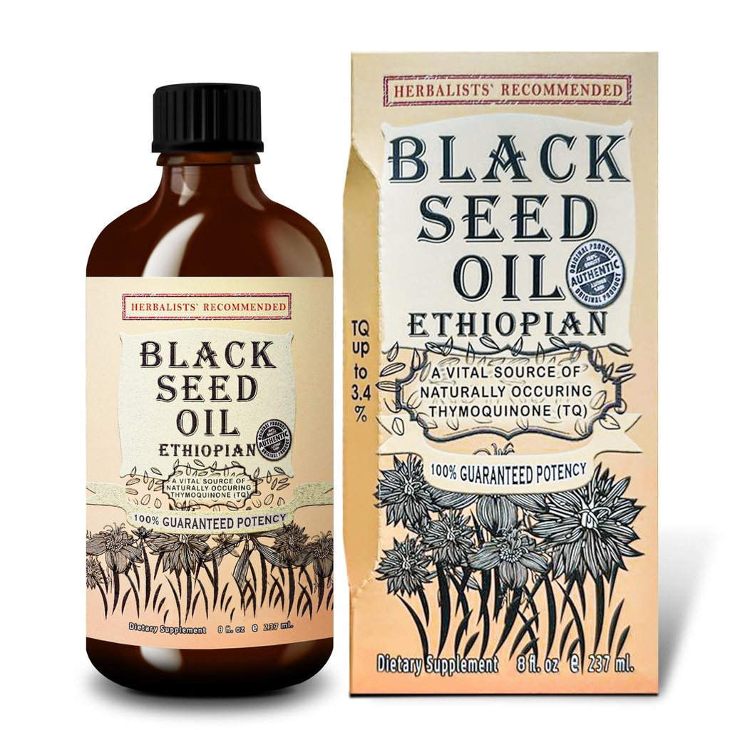 Black Seed Oil 8 oz - Cold Pressed Ethiopian Black Cumin Nigella Sativa, 3X Thymoquinone, 100% Puro " Organic Liquid in Glass Bottle - Supports Immune, Hair, and Skin Health