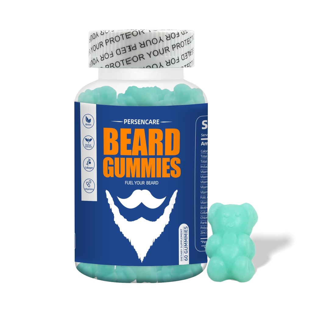 Big Beard Growth Gummy for Men, 60 Blueberry Flavored Gummies, con 10K MCG Biotin B12 Collagen y Elite Beard Hair Grooming Nutrients & Vitaminas, Crecimiento más fuerte, más largo, más grueso &amp; más completo barba