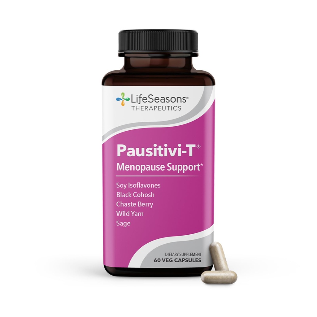 Pausitivi-T - Menopause Support Supplement - Powerful Relief for Hot Flashes, Hormone Imbalance " Night Sweats - Nourishes Tissue - Sage, Chasteberry, Soy Isoflavones " Black Cohosh - 60 cápsulas