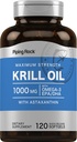 Piping Rock Krill Oil Omega 3 Softgel Capsules Silencio 1000mg Silencio 120 Conde Silencio EPA DHA Suplemento con Astaxanthin  Maximum Strength ← Non-GMO, Gluten Free