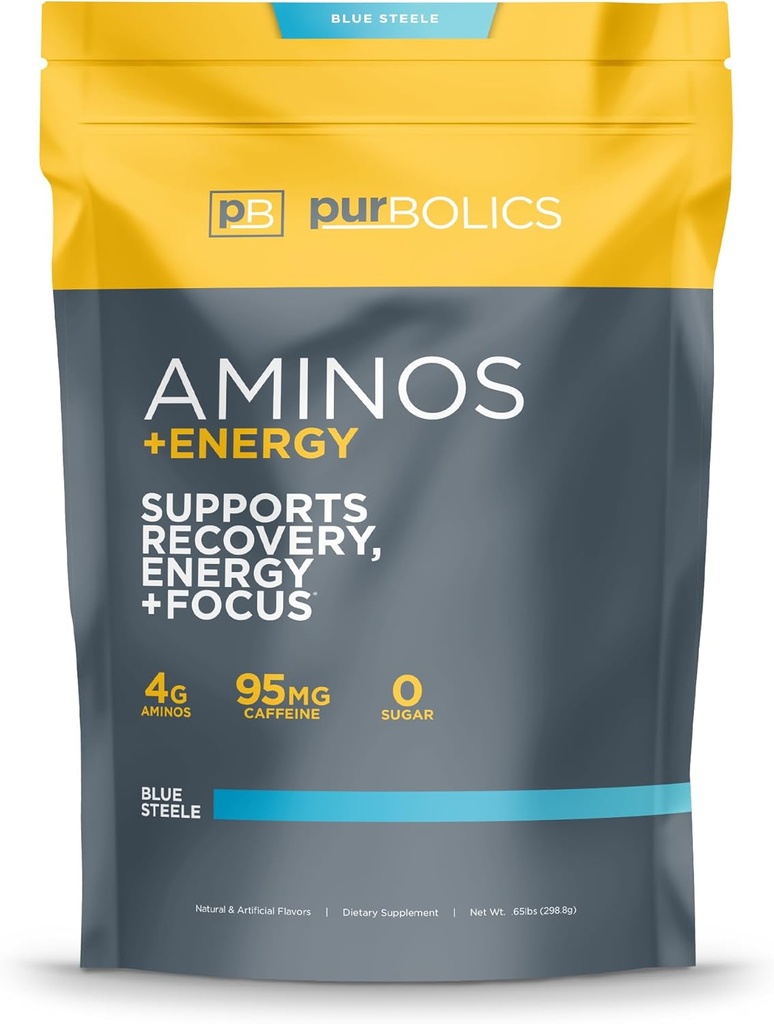 Aminos + Energía TENIDO Apoyos Recuperación, Energía " Enfórmese TENIDO 95 mg de Caffeine, 0 Calories " 60 Servings (Blue Steele)