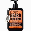 Acondicionador de barba para hombres – dejar en acondicionador &amp; suavizador con biotina Aloe Vera & Collagen – Crema hidratante para el cabello seco grueso – Acondicionador de barba y piel – Sandalwood Scent Care para hombres negros