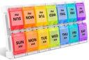 Organizador semanal de píldoras 2 veces al día, Gelibo Quick Fill Push Button Large AM PM Pill Box, 7 Day Twice a Pill Case, Day Night Medicine Organizer, Artritis Friendly Pill Container 2 Por día