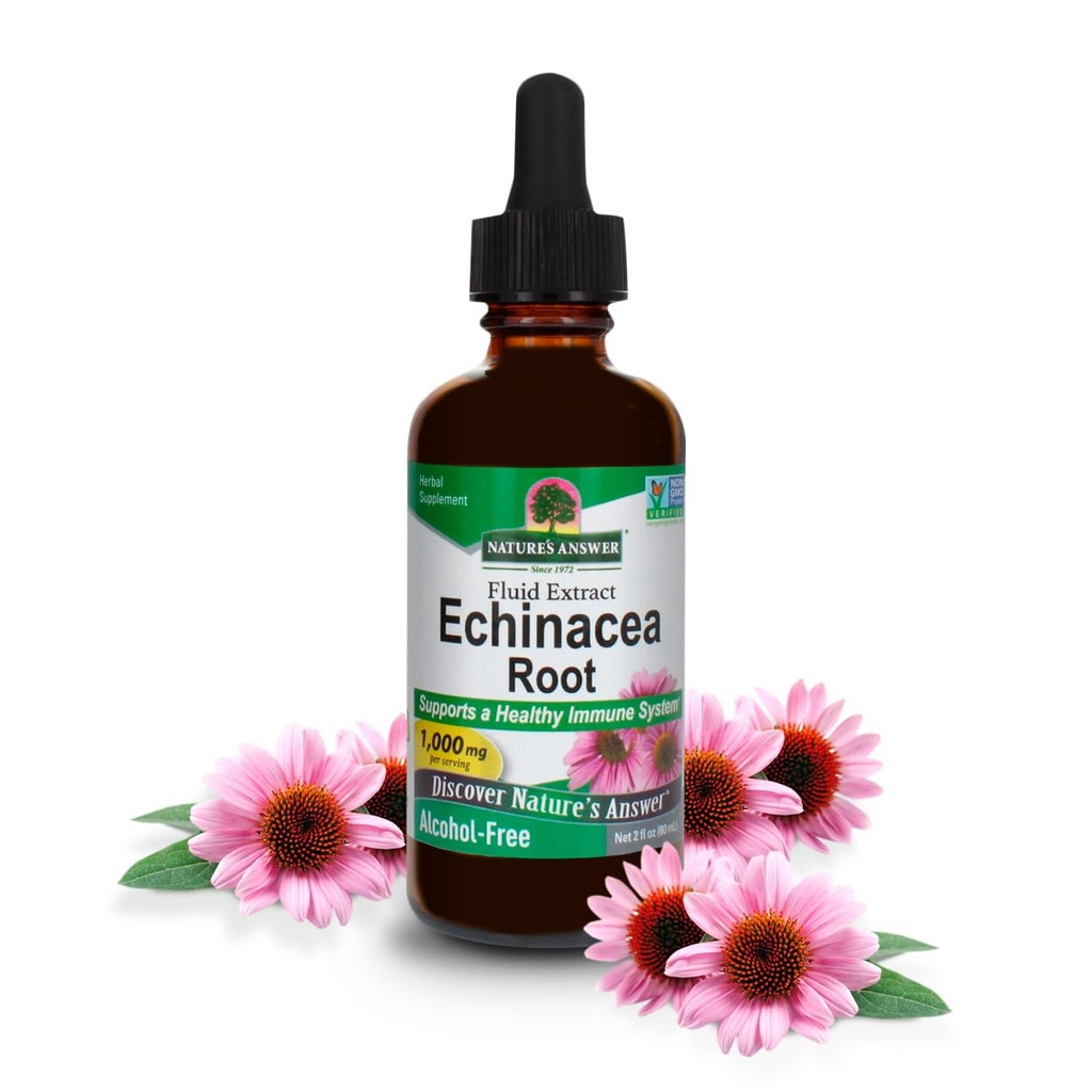 Respuesta de la naturaleza Echinacea Extract ← Soporta un sistema sano de inmunidad ¦ Vegan, libre de gluten, libre de alcohol, no GMO " Kosher Certified TEN 2oz