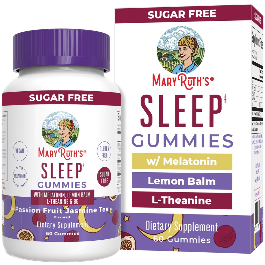 MARYRUTH'S Melatonin 5mg Sleep Gummy with L-Theanine ← Lemon Balm ← Vitamin B6 ← Sugar-Free Silencio Relajación Silencio Vegan Silencio No-GMO Silencio Gluten Gratis 60 Conde