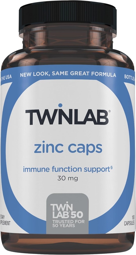 Twinlab Zinc Caps - Immune Support, Metabolism, Skin Care, 100 cápsulas
