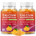 2 Pack Calcio Gummies 1000mg con vitamina D3 K2 & B Complejo, Potasio, Calcio Magnesio Zinc Gummies for Bone, Muscle, Mood and Immunity - Orange Flavor 120 Gummies