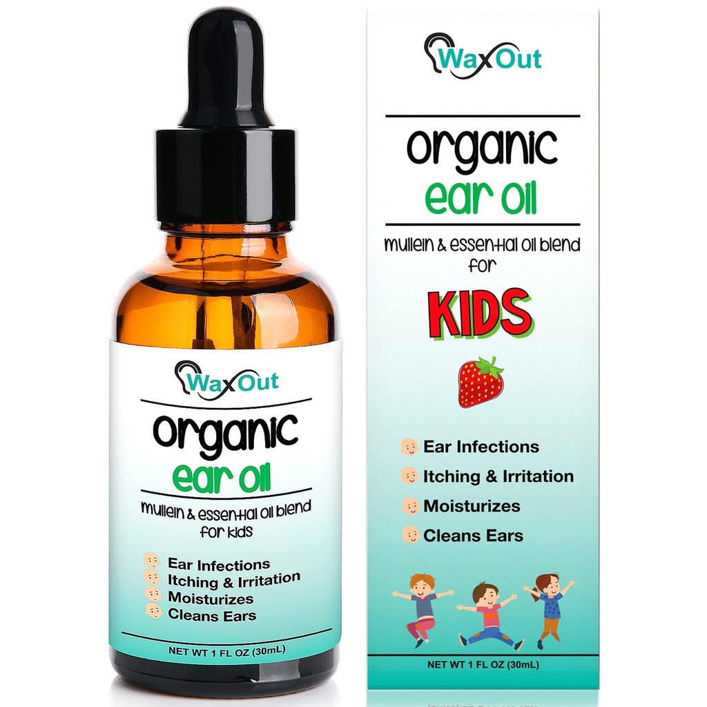 Natural Mullein Ear Wax Removal Oil &amp; Cleaner Drops with Strawberry for Kids TEN Earwax Softener, Moisturizer &amp; Allergy Soothing TEN Tinnitus, Itching, Ring &amp; Clogged Ears