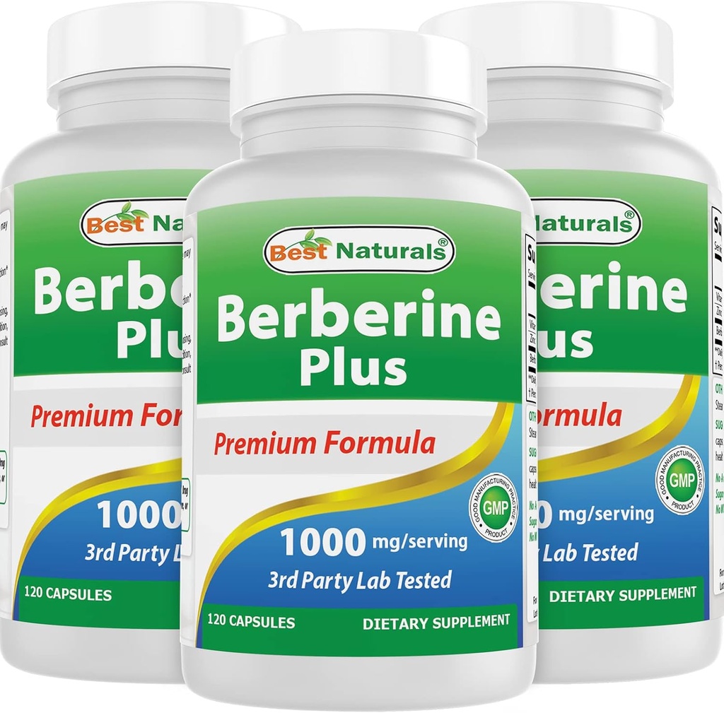 Best Naturals Berberine Plus 1000 mg/Serving 120 Capsules (120 Conde (Pack of 3))